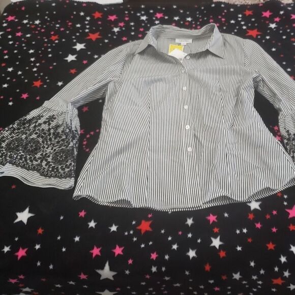 Small CALVIN KLEIN Bell Embroidered Sleeves Blouse - Picture 3 of 7